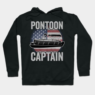 Pontoon Captain Funny Pontoon Boat USA American Flag Hoodie